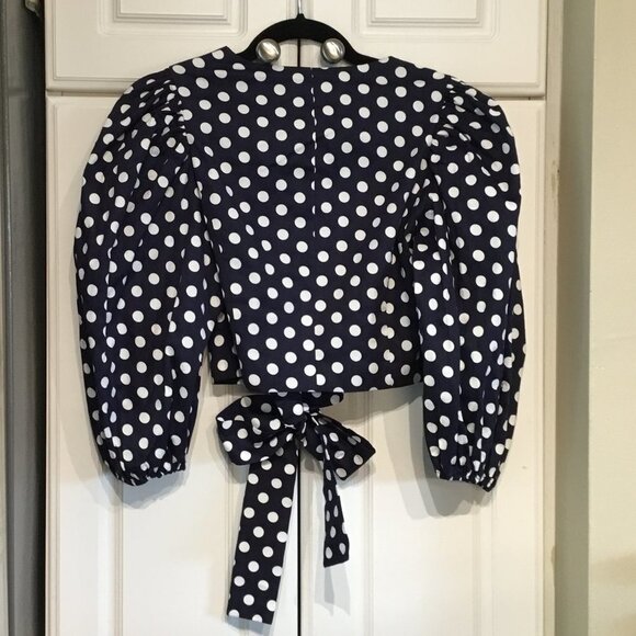 Choosy Vintage Inspired Polka Dot Wrap Crop Top - Picture 2 of 4